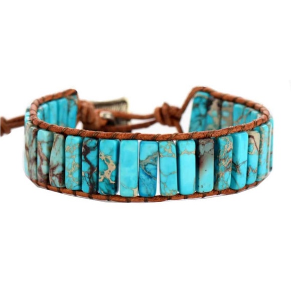 Gorgeous Bohemian Blue Turquoise Tube Beads Bracelet - - Picture 10 of 11